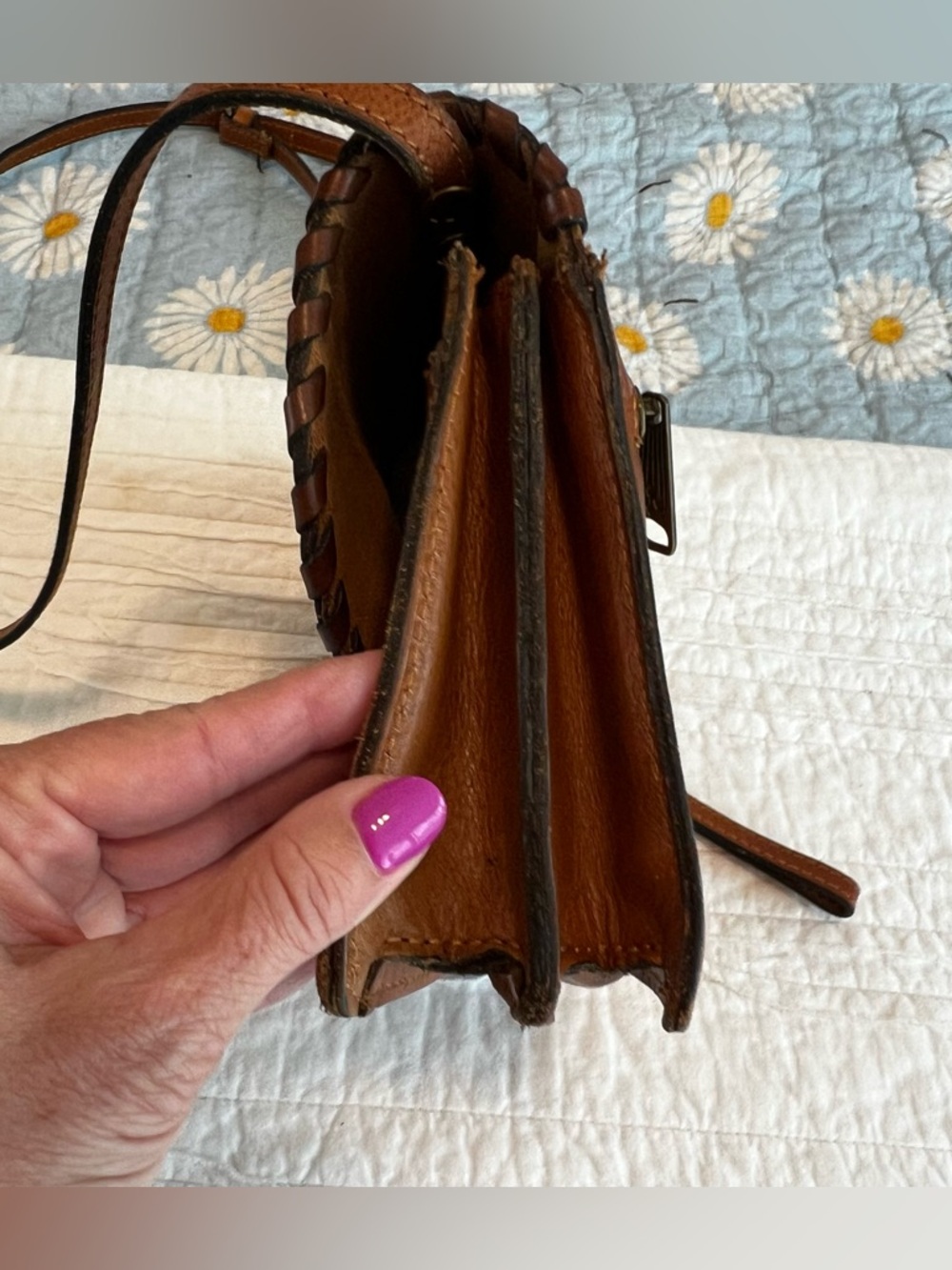 Patricia Nash Crossbody Cognac Tooled Leather Bag - Picture 8 of 12